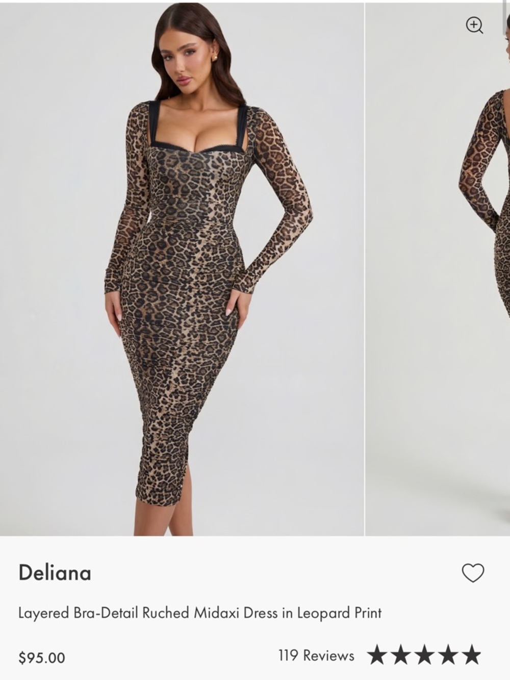 Oh Polly Leopard-Print Layered Bra-Detail Midaxi Dress - Brown/Black NO BRA